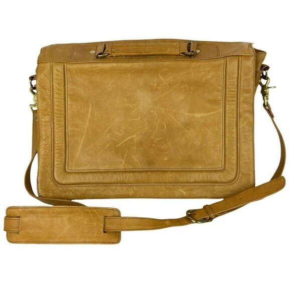 Vintage Shafmaster Leather Briefcase Tan With Shoulder Strap & Organizer Pockets - Picture 1 of 12